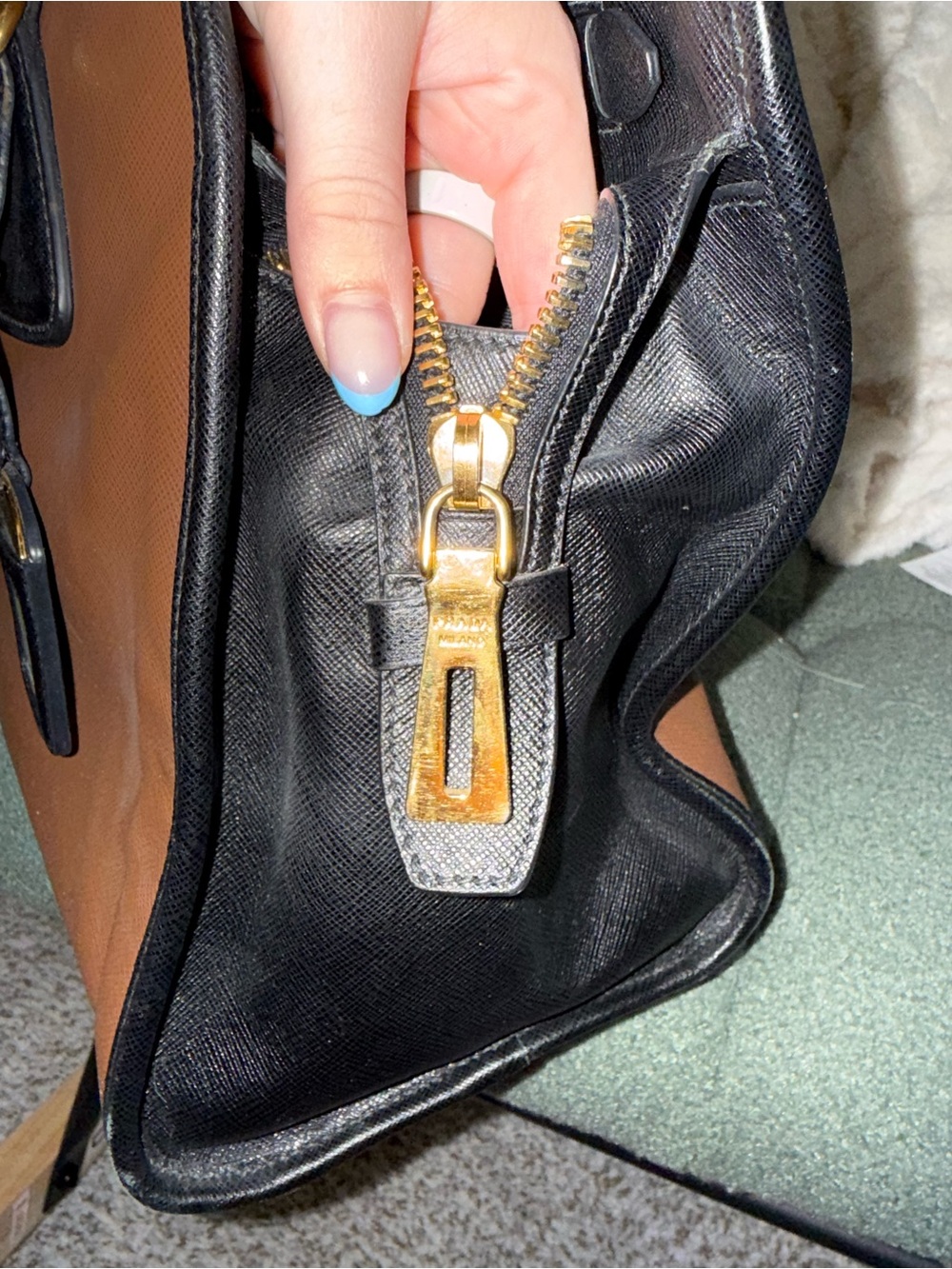 Prada Brown Saffiano Medium Galleria Double Zip Tote - Picture 8 of 8
